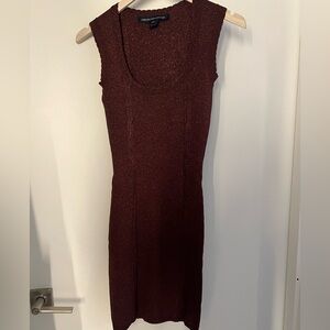 French Connection lurex Burgundy Sleeveless Knit Midi Dress size 4